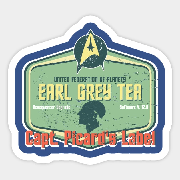 CAPT. PICARD'S LABEL EARL GREY TEA Sticker by karmadesigner